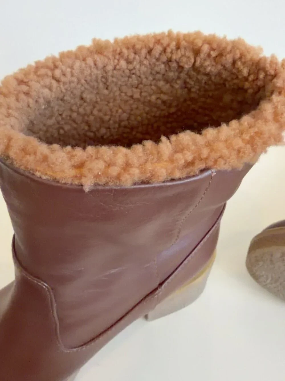 Theory Shearling-Lined Leather Ankle Boots | Brown | Made in Italy | EU 37 / US